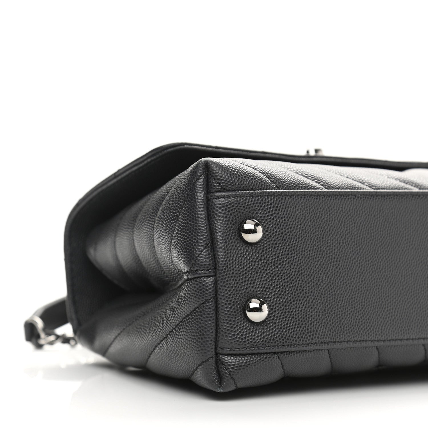 Chanel Caviar Chevron Quilted Mini Coco Handle Flap Dark Grey 9 of 14