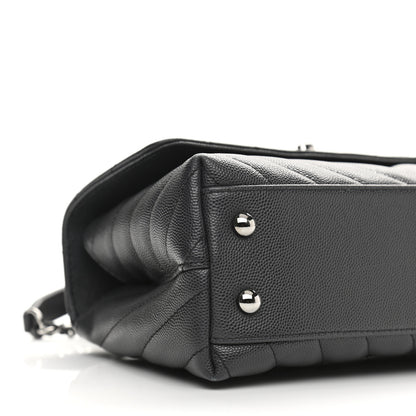 Chanel Caviar Chevron Quilted Mini Coco Handle Flap Dark Grey 9 of 14