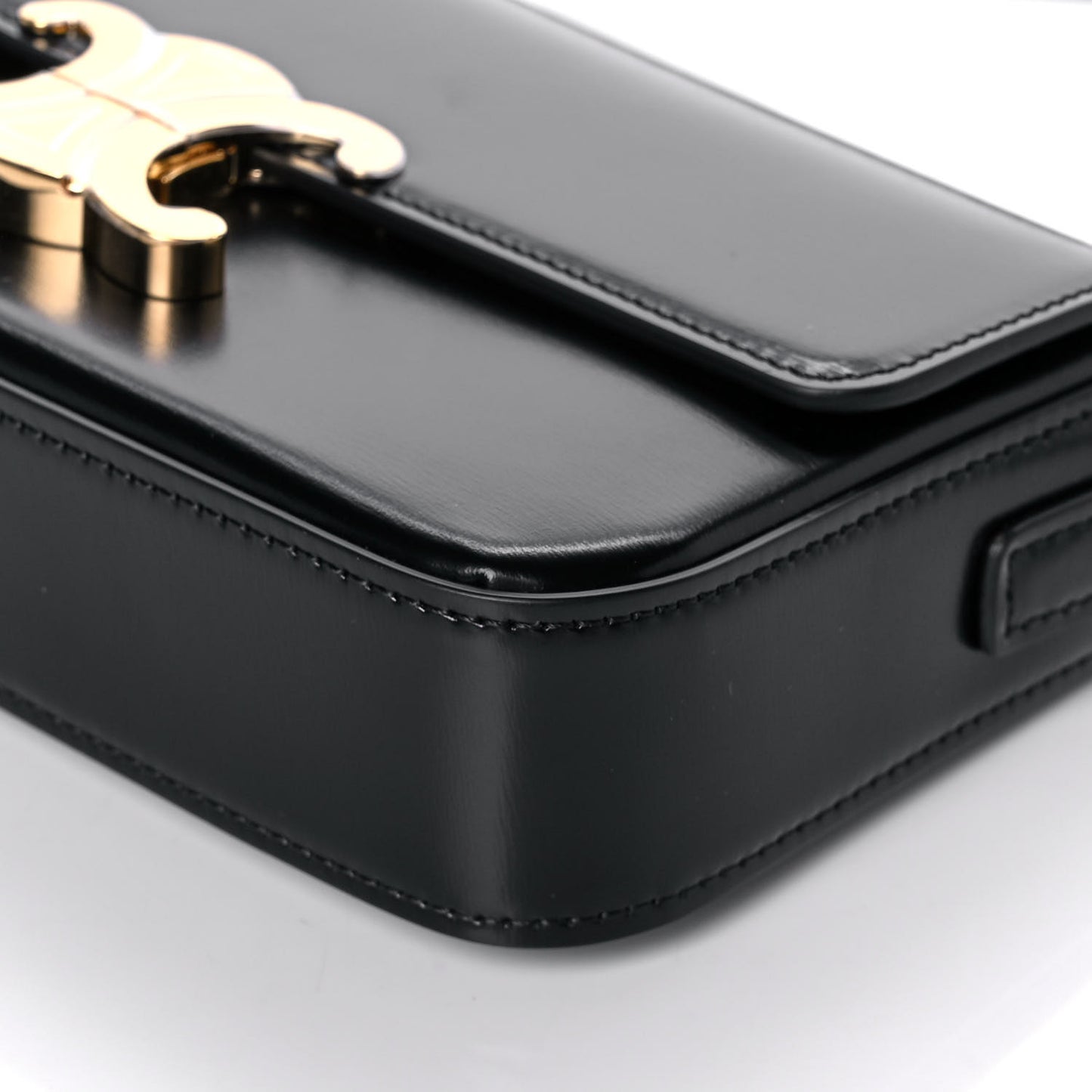 Shiny Calfskin Triomphe Shoulder Bag Black