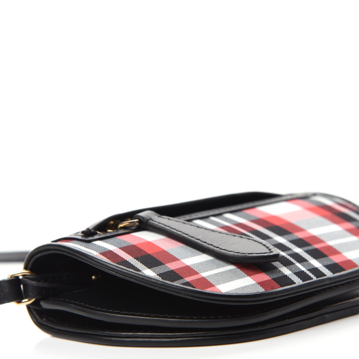 Calfskin Nylon Tartan Micro Olympia Card Case Bright Red