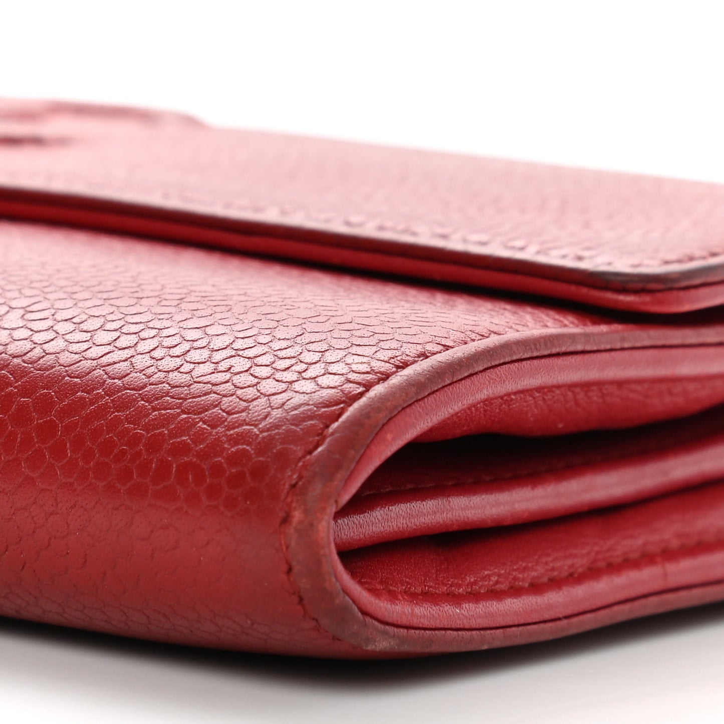 Caviar Timeless CC Large Gusset Flap Wallet Light Red
