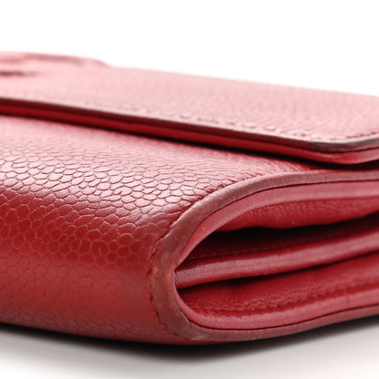 Chanel Caviar Timeless CC Large Gusset Flap Wallet Light Red 10 of 14