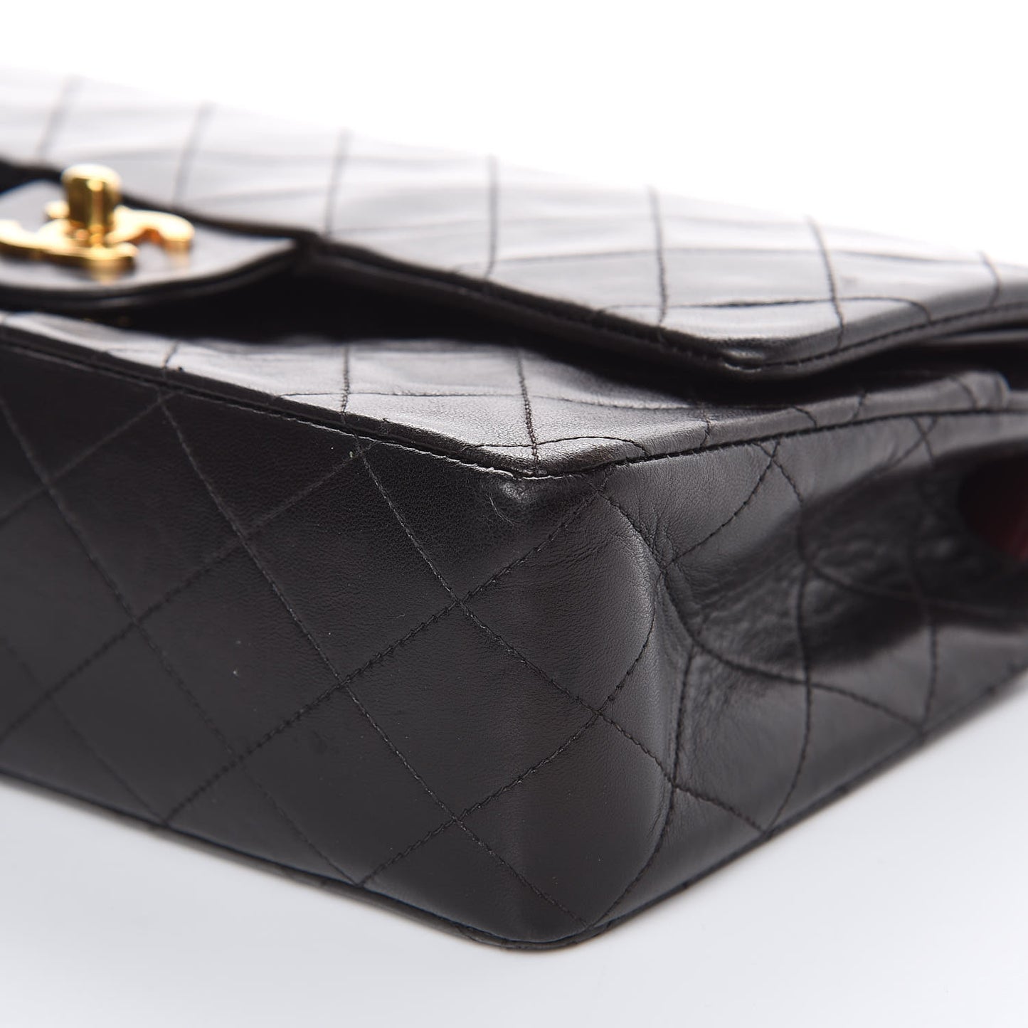 Lambskin Quilted Medium Double Flap Black
