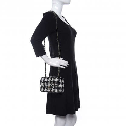 Chanel Tweed Quilted Mini Rectangular Flap Black Ecru White 2 of 11