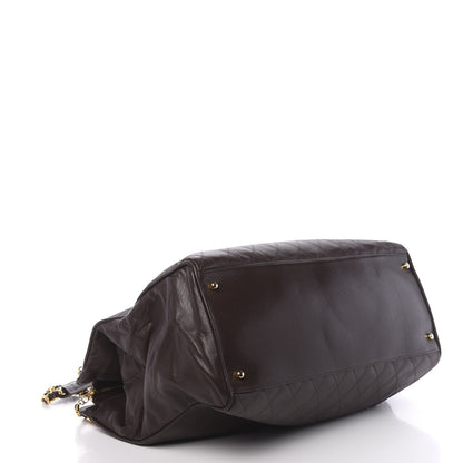 Chanel Calfskin Stitched XL Weekender Brown 4 of 14