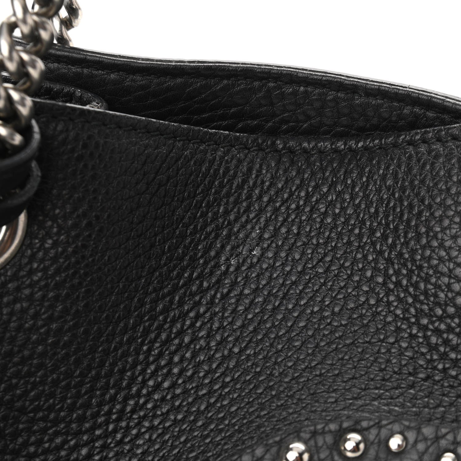 Gucci Pebbled Calfskin Studded Medium Soho Chain Shoulder Bag Black 14 of 14