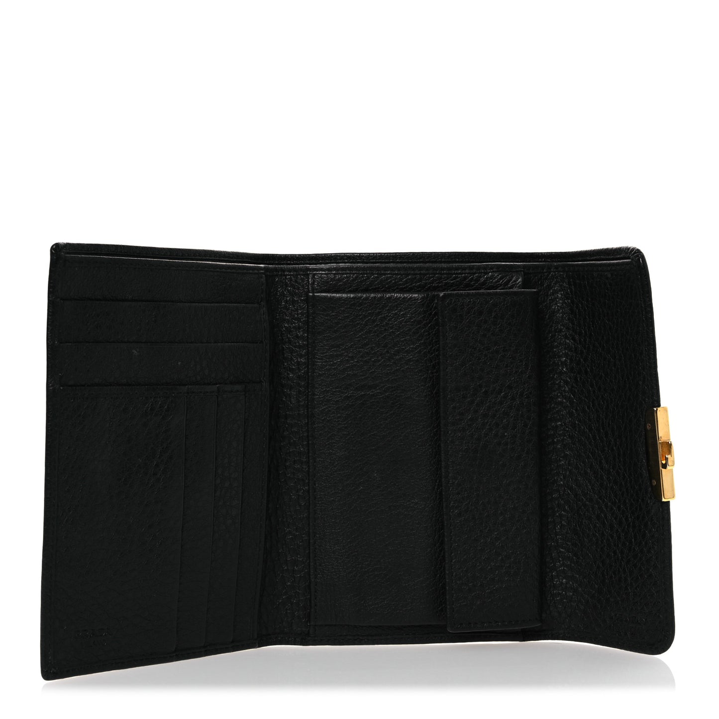 Vitello Daino Push Lock Flap Wallet Black