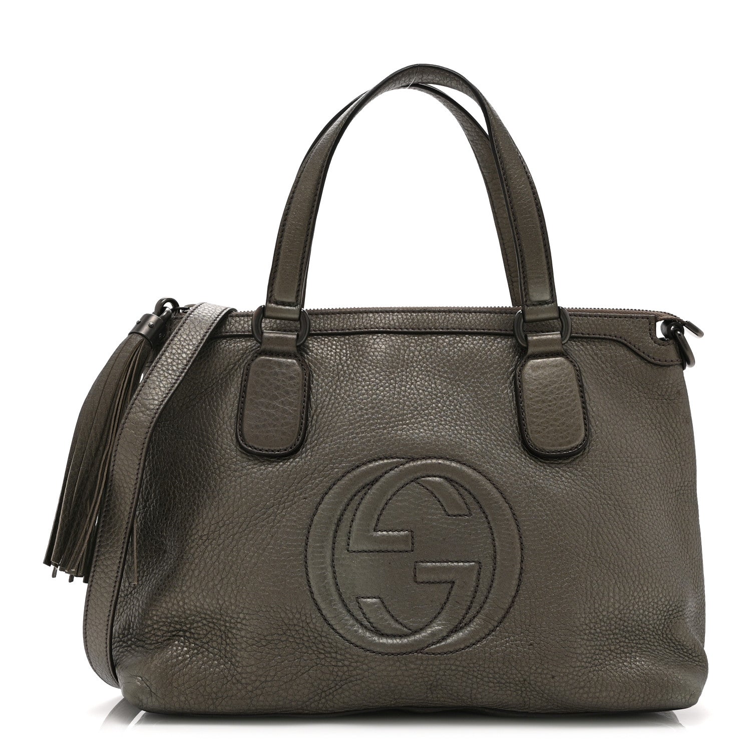 Gucci Metallic Cellarius Calfskin Small Soho Top Handle Satchel Sasso 1 of 15