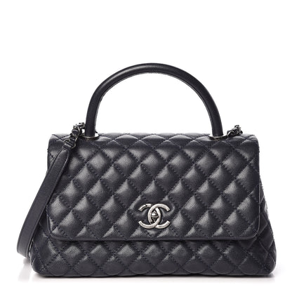 Chanel Caviar Quilted Small Coco Handle Flap Navy 1 of 11