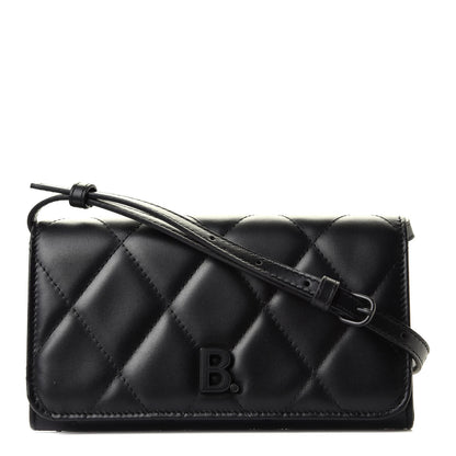 Balenciaga Nappa Calfskin Quilted Touch B Phone Holder With Strap Black 1 of 4