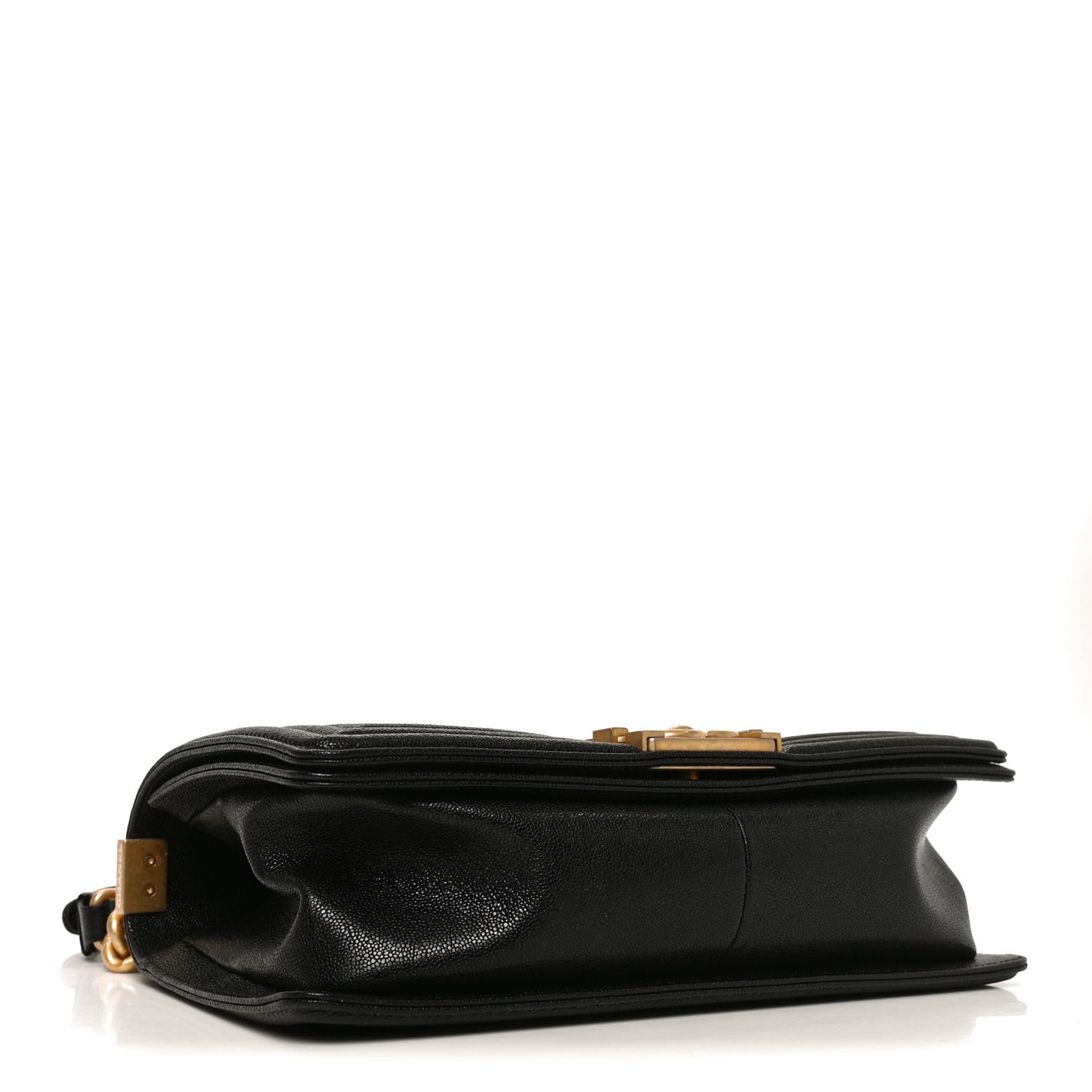 Caviar Chevron Quilted Medium Boy Flap Black