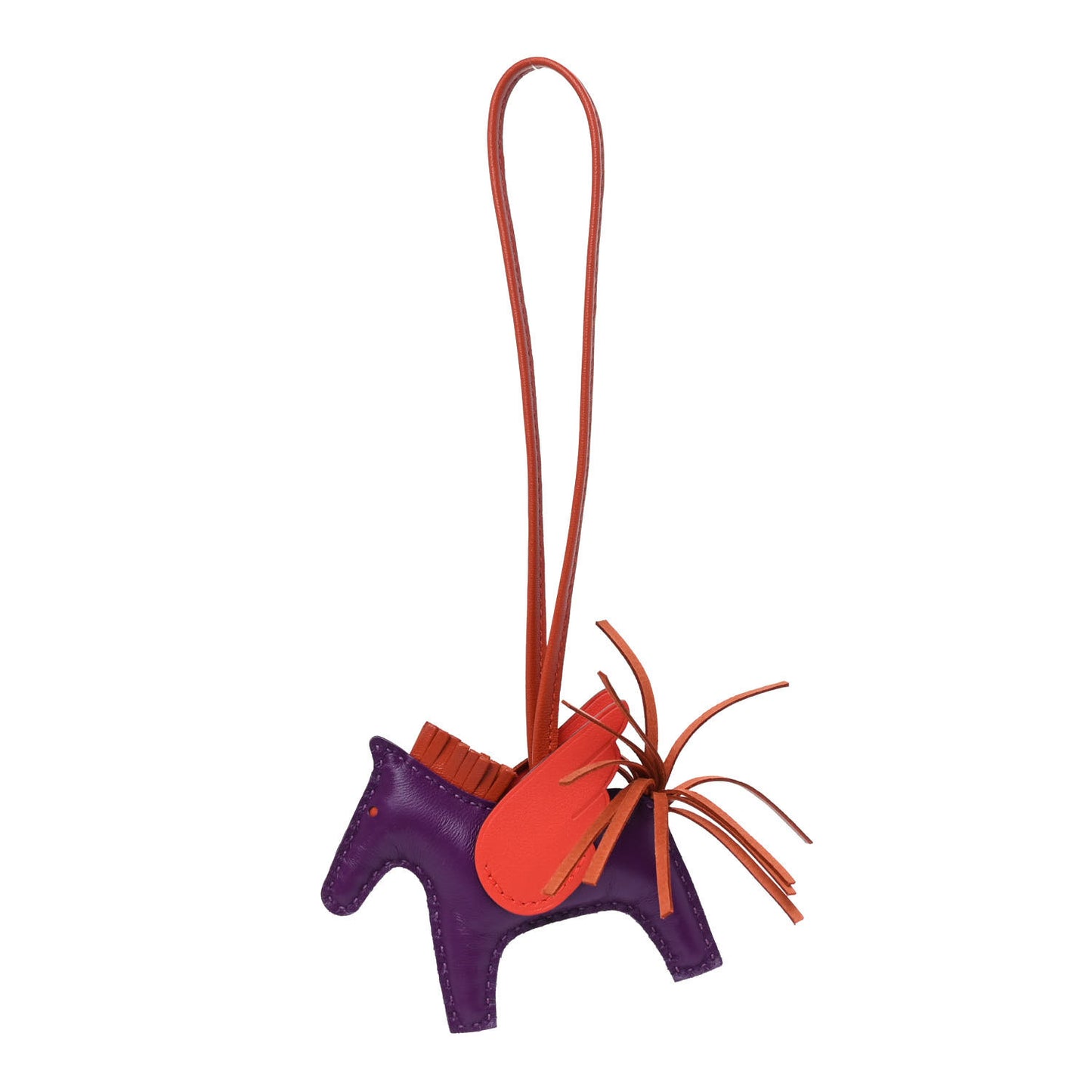 Milo Lambskin Grigri Rodeo Pegase Horse Bag Charm PM Violet Cornaline Capucine