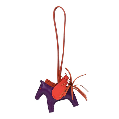 Hermes Milo Lambskin Grigri Rodeo Pegase Horse Bag Charm PM Violet Cornaline Capucine 1 of 5