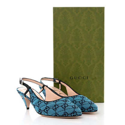 Gucci Monogram Multicolor Matelasse Nappa Double G 55mm Slingback Pumps 36.5 Light Blue 12 of 12