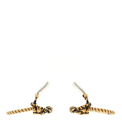 Gucci Metal Double G Lion Head Clip On Earrings Aged Gold 3 of 4