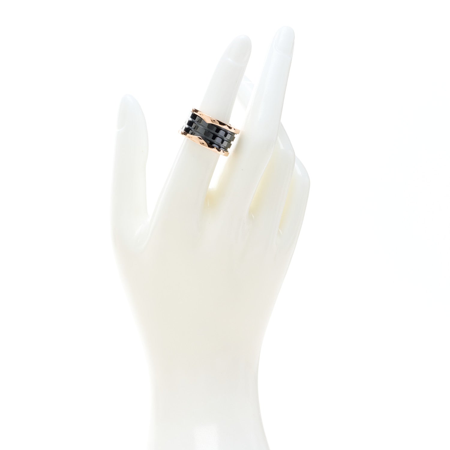 Bulgari 18K Rose Gold Black Ceramic B.Zero1 Four-Band Ring 53 6.25 2 of 6