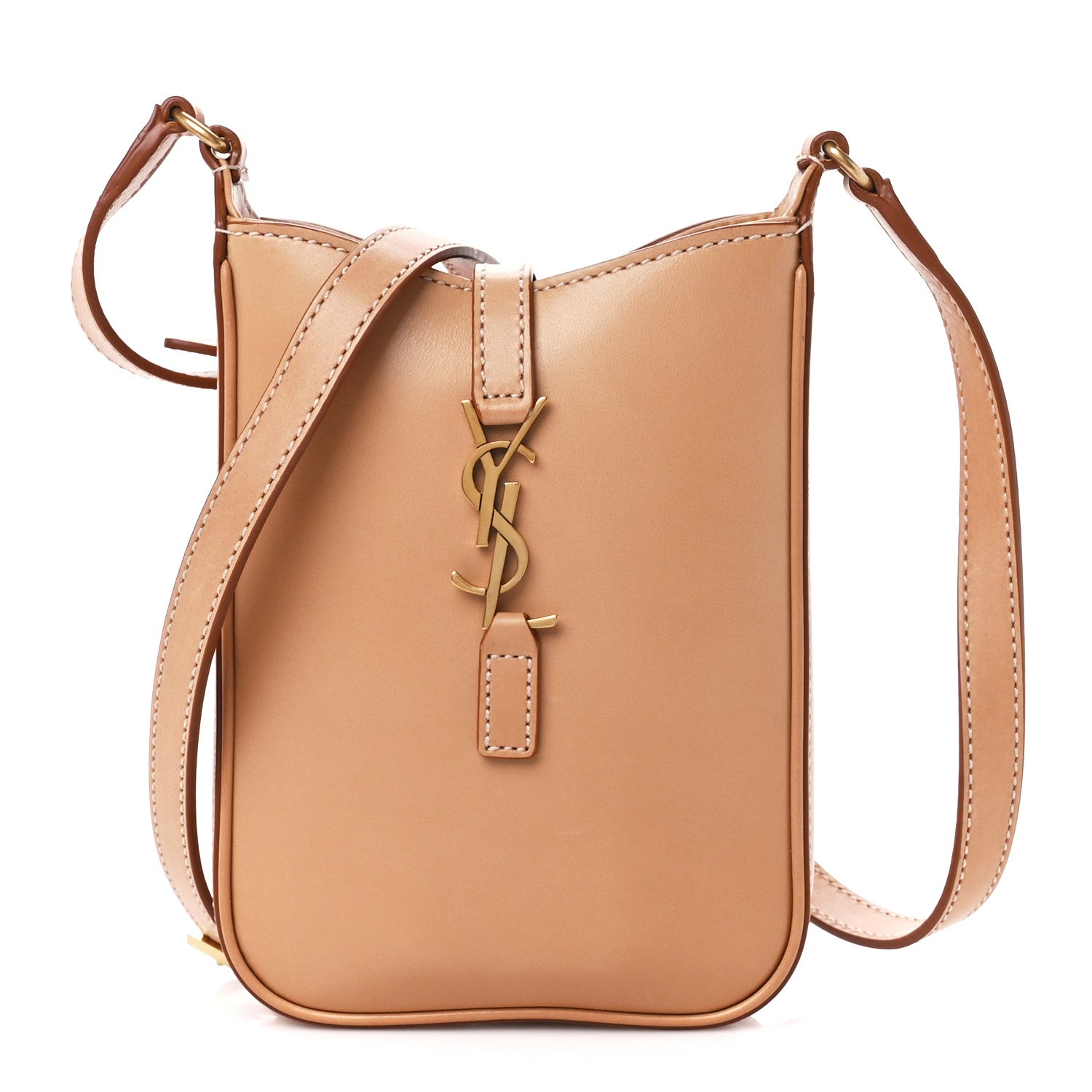 Saint Laurent Smooth Calfskin Le 5 A 7 Vertical Hobo Brown Gold 1 of 10