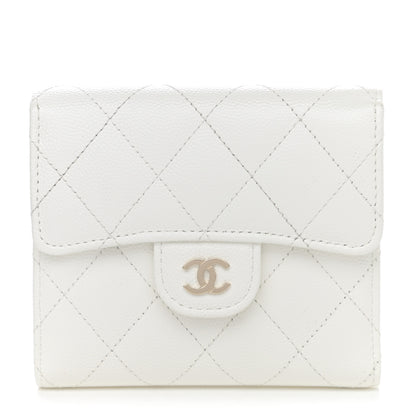 Chanel Caviar Quilted Compact Flap Wallet White 1 of 8
