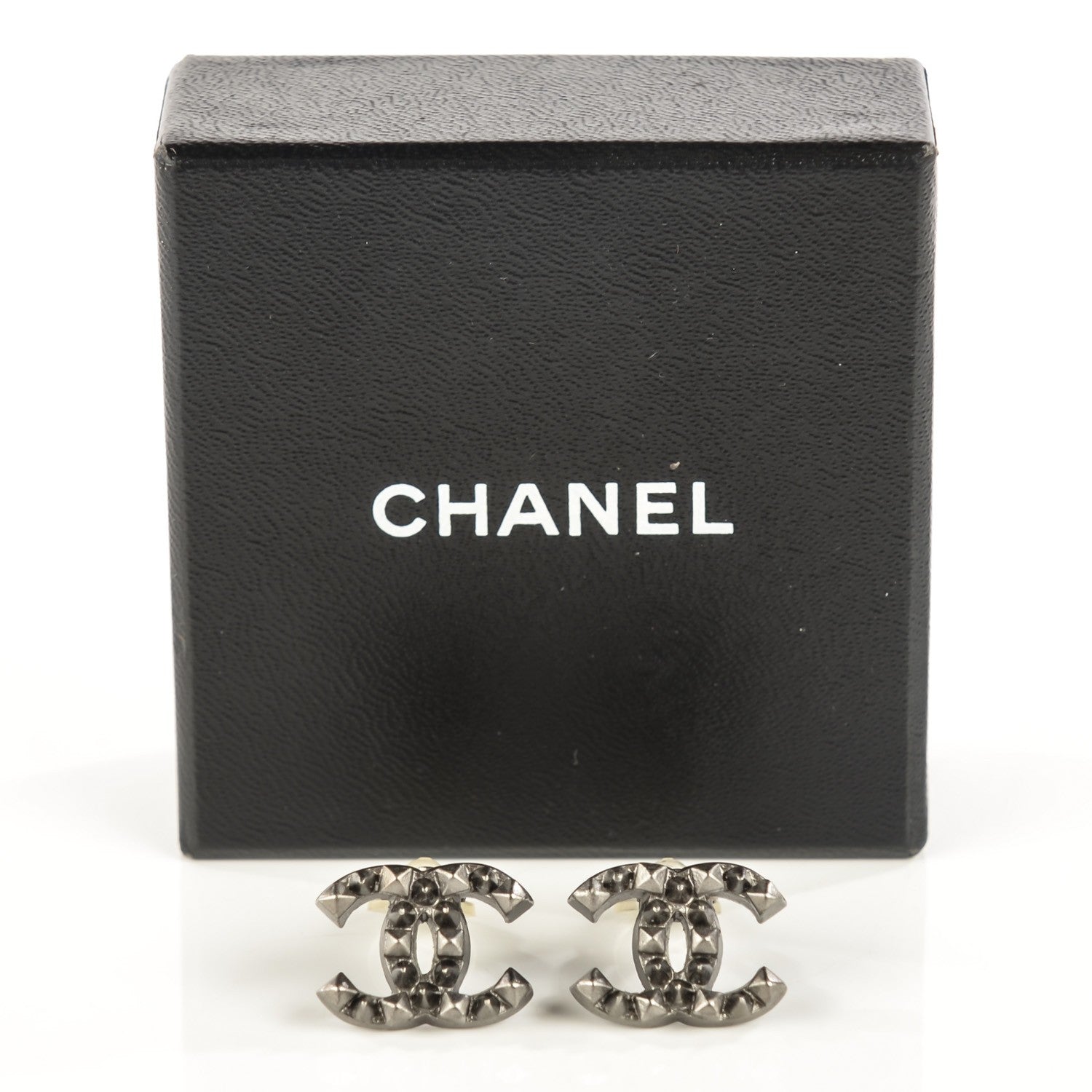 Chanel Ruthenium CC Spike Clip On Earrings 4 of 6