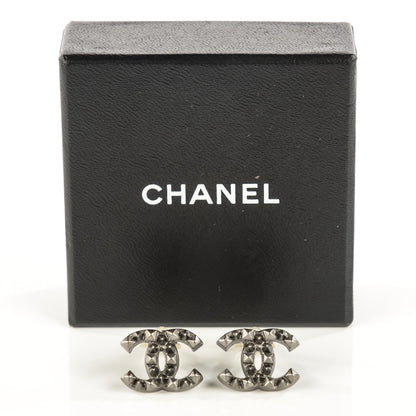 Chanel Ruthenium CC Spike Clip On Earrings 4 of 6