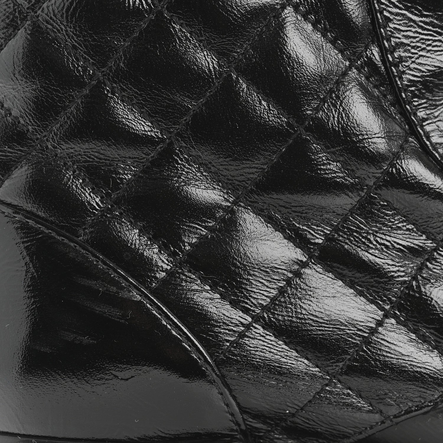 Chanel Shiny Lambskin Quilted Lace Up Combat Boots 37 Black 10 of 11