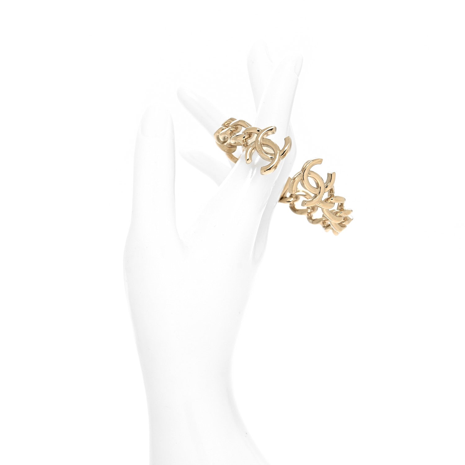 Chanel Metal CC Chain Link Cuff Bracelet Gold 2 of 4