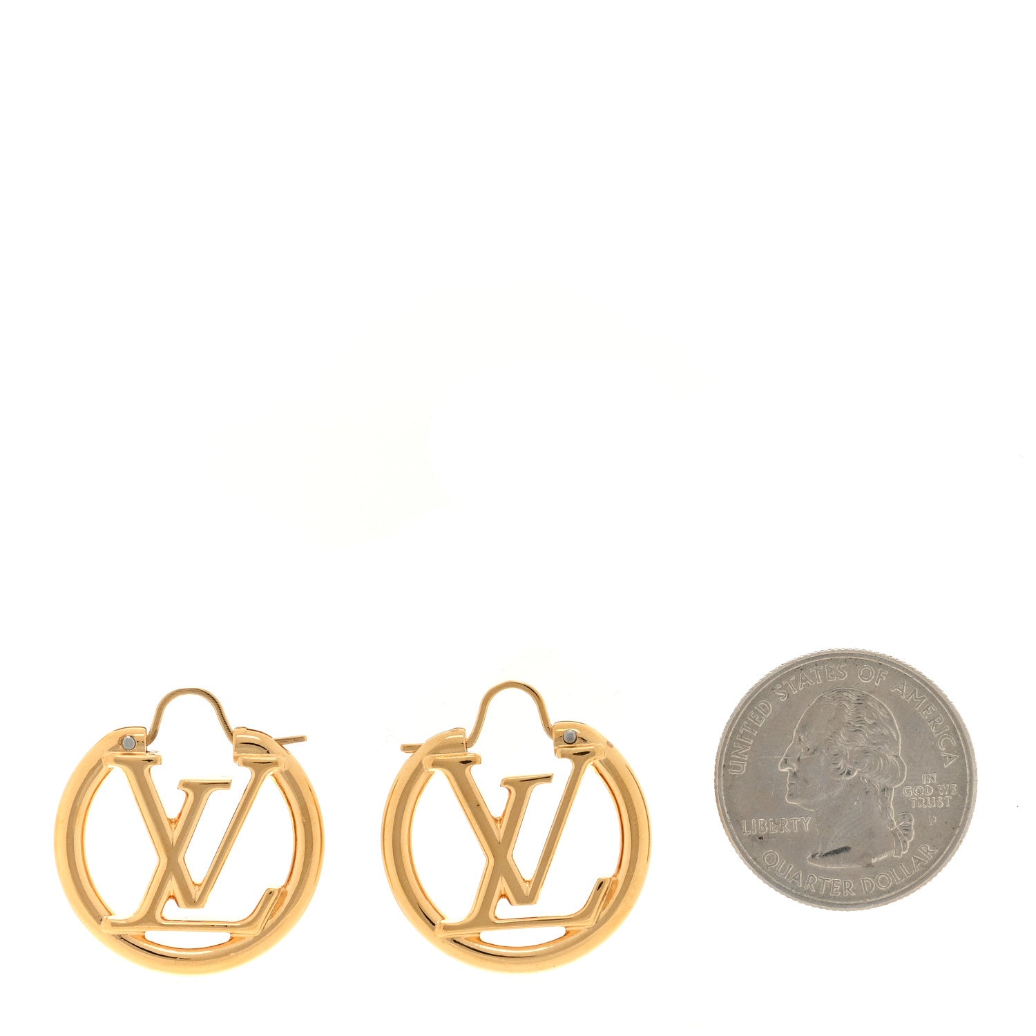 Louis Vuitton Metal Small Louise Hoop Earrings Gold 2 of 4