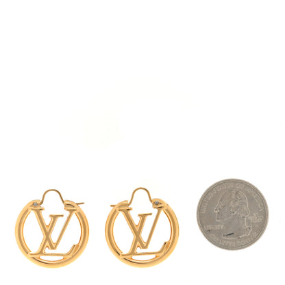 Louis Vuitton Metal Small Louise Hoop Earrings Gold 2 of 4