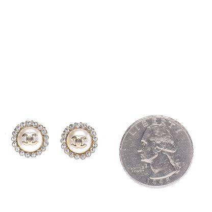 Chanel Pearl Crystal CC Earrings Gold 2 of 4