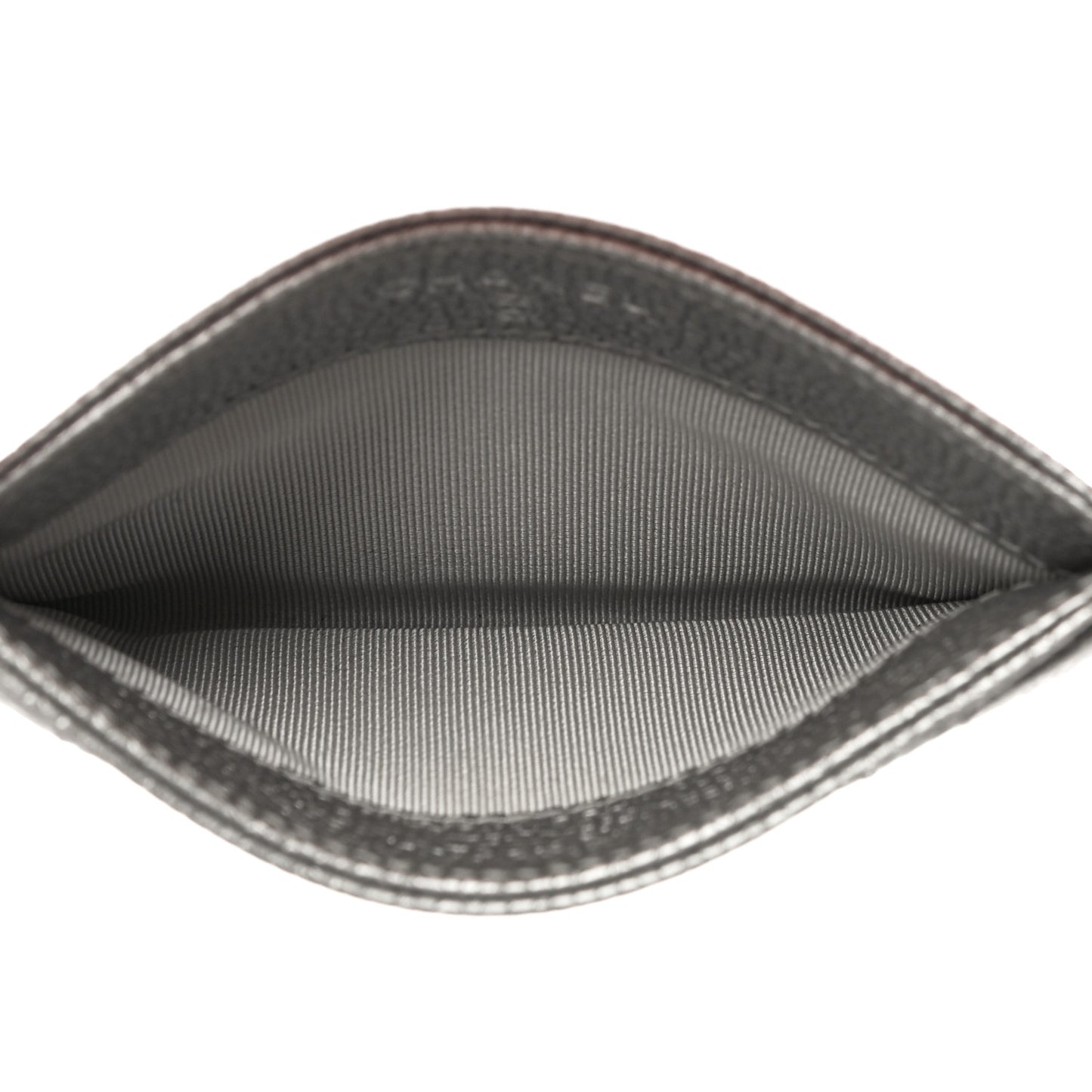 Metallic Caviar Quilted Card Holder Silver
