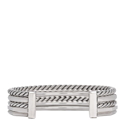 David Yurman Sterling Silver Diamond Narrow Stax Cuff Bracelet 2 of 3