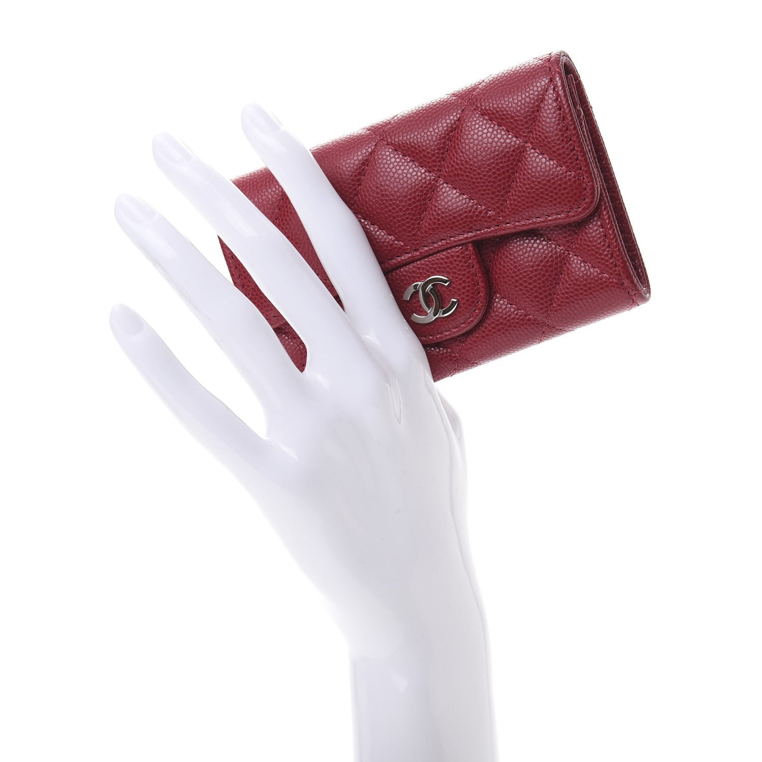Chanel Caviar Quilted Flap Card Holder Wallet Dark Pink 2 of 9
