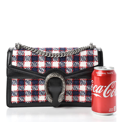 Gucci Vintage Tweed Check Small Dionysus Shoulder Bag White Hibiscus Red Marine 2 of 11