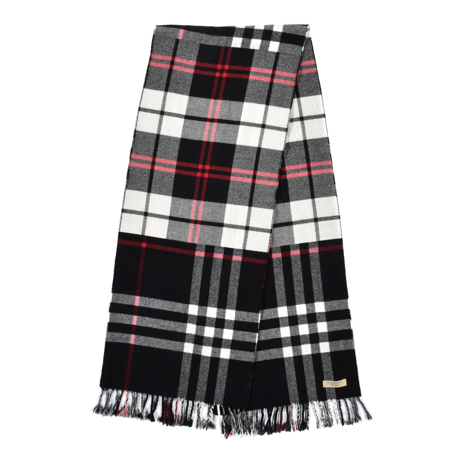 Burberry Cashmere Giant Check Fringe Scarf Navy 2 of 5