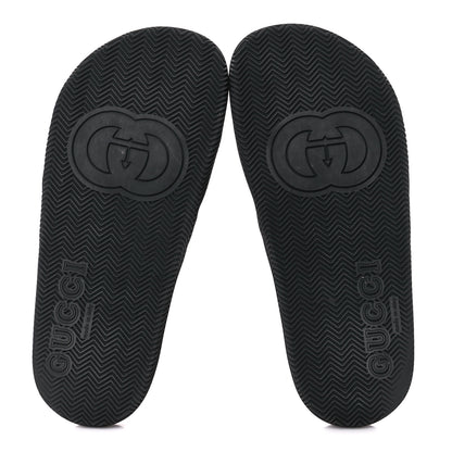 Gucci Rubber Web Womens Interlocking G Slide Sandals 39 Black Green Red 5 of 10