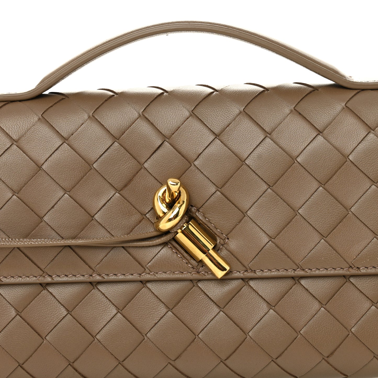 Nappa Intrecciato Long Andiamo Top Handle Clutch Pinecone