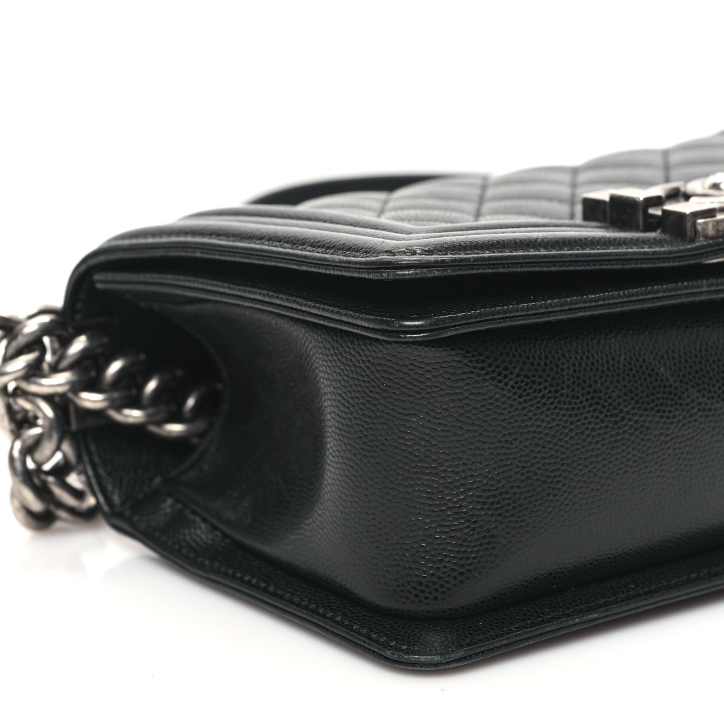 Caviar Quilted Small Boy Flap Black