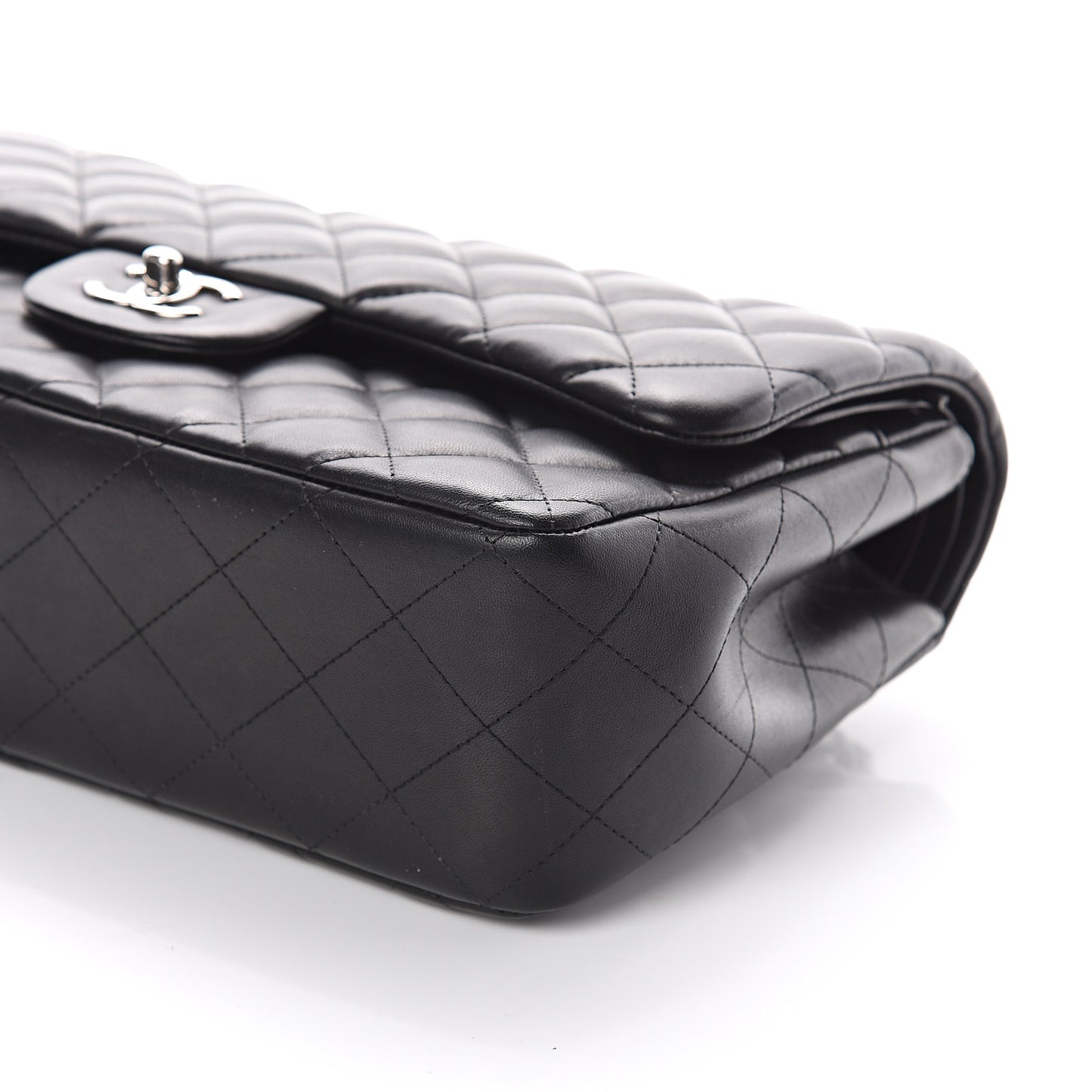 Lambskin Quilted Jumbo Double Flap Black