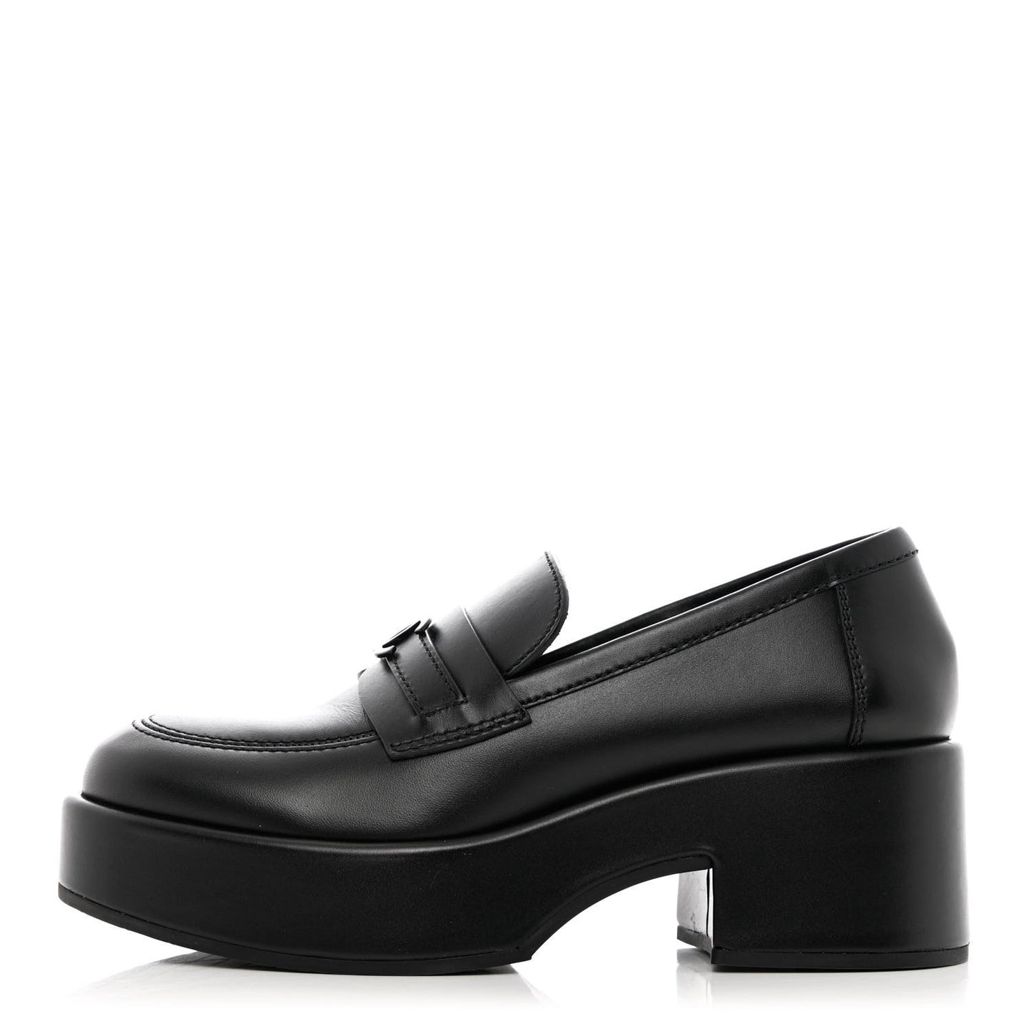 Calfskin CC Platform Loafers 37 Black