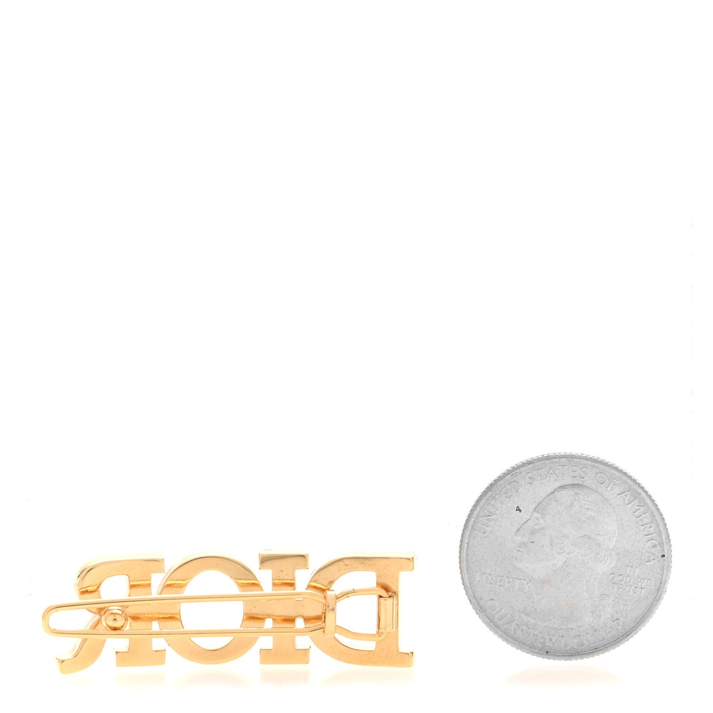 Crystal Dior Logo Barrette Gold