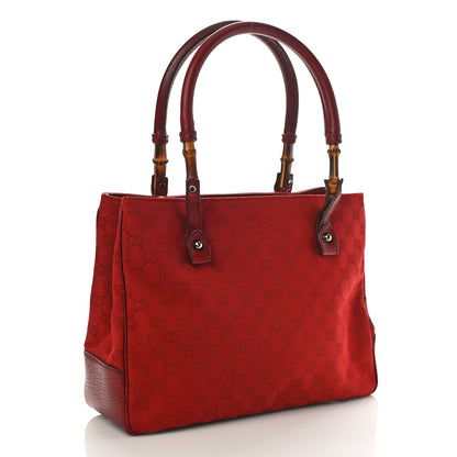 Gucci Monogram Small Bamboo Tote Red 3 of 10