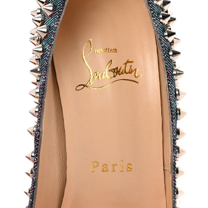 Christian Louboutin Lame Satin Lady Peep Spikes 150 Pumps 36 Turquoise Violet Silver 8 of 13