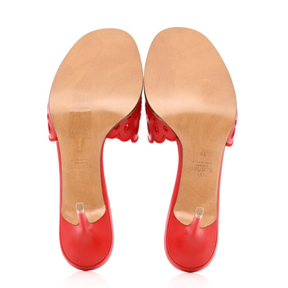 Valentino Garavani Calfskin Atelier 08 San Gallo VLogo Laser Cut 65mm Slide Sandals 39 Red 5 of 11
