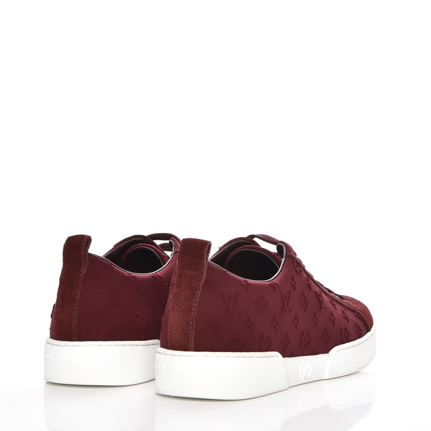 Louis Vuitton Neoprene Suede Embossed Monogram Stellar Low Top Sneakers 35 Burgundy 4 of 9