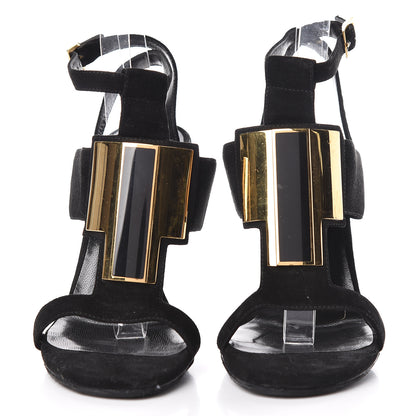 Saint Laurent Suede Janis Sandals 35.5 Black 2 of 15