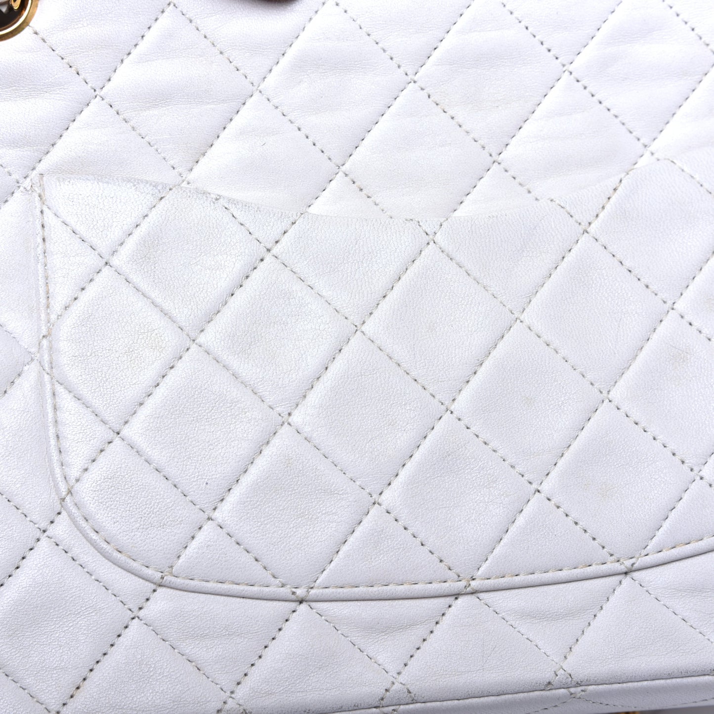 Lambskin Quilted Medium Double Flap White