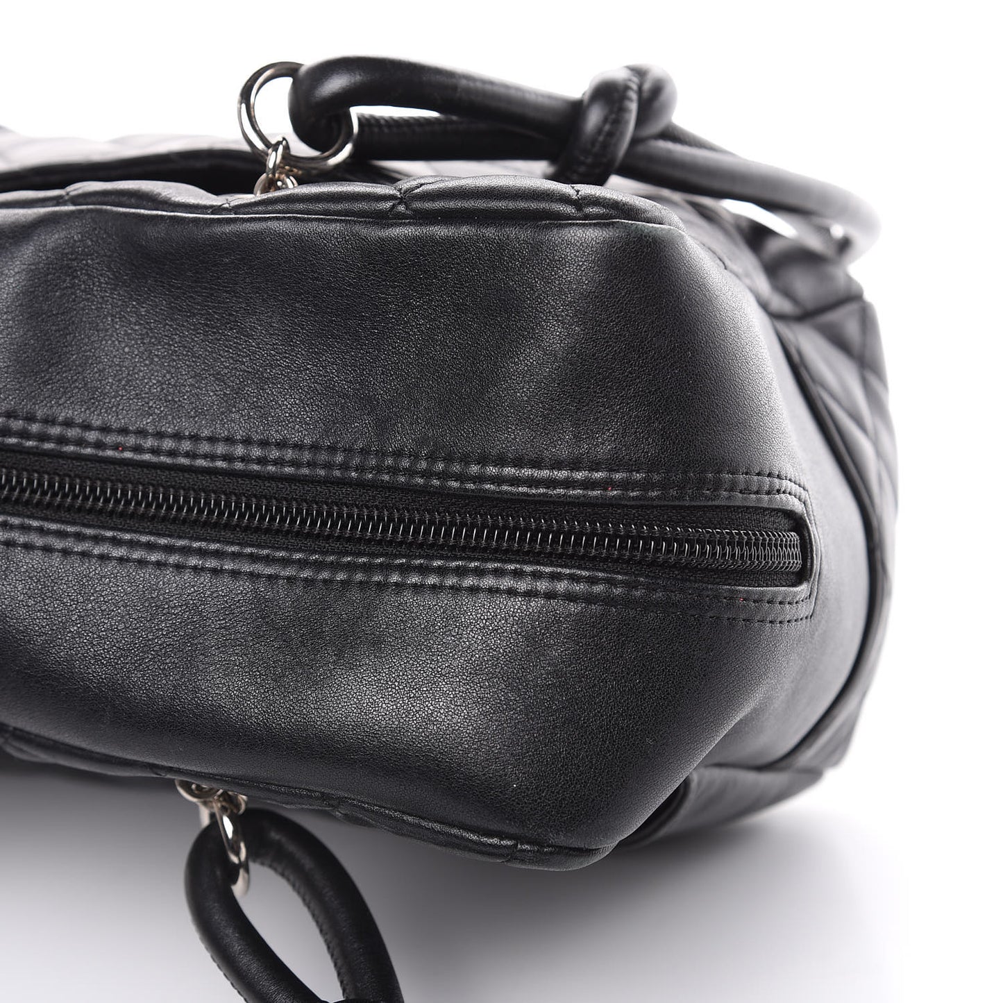 Calfskin Quilted Large Cambon Bowler Black White