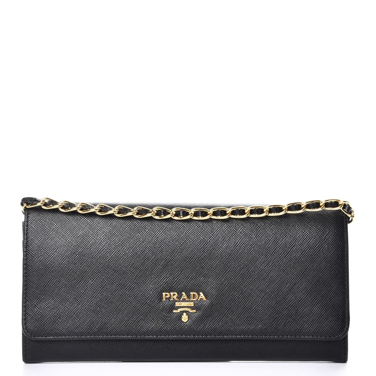 Saffiano Metal Oro Chain Wallet Nero Black