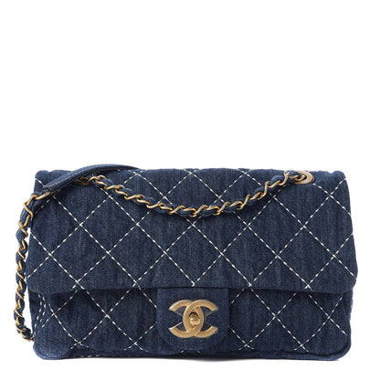 Chanel Denim Quilted Medium Denim Trip Single Flap Blue 1 of 12