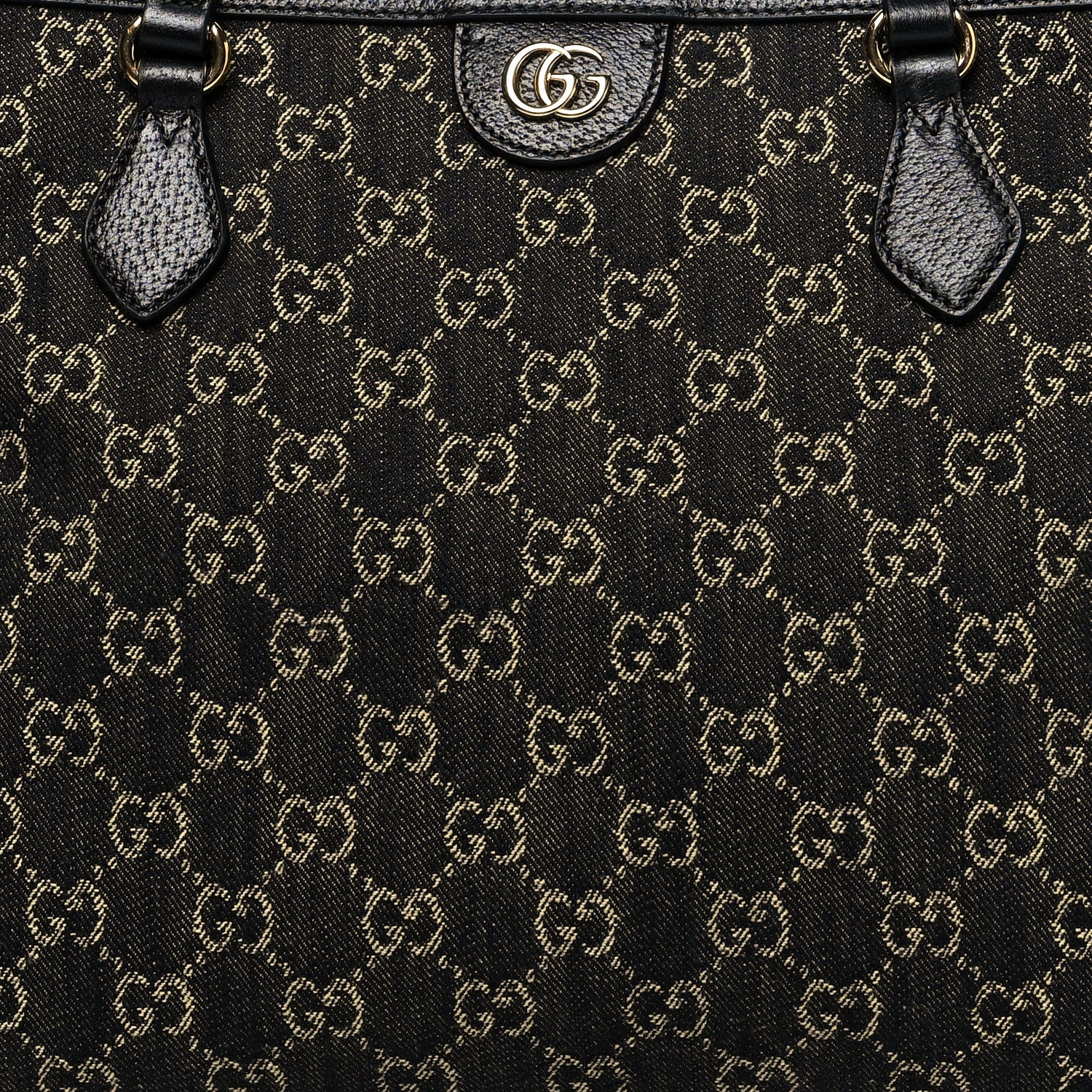Gucci Jacquard Black Denim GG Monogram Medium Ophidia Shopping Tote Black Ivory 8 of 11